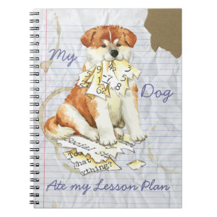 Caderno Espiral Meu Akita Comeu Meu Plano De Lição