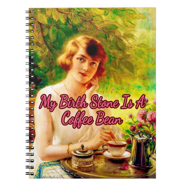 Caderno Espiral Meu Birthstone é um Bean Café, por Albert Lynch (Frente)