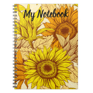 Caderno Espiral Meu Bloco de Notas de Girassol