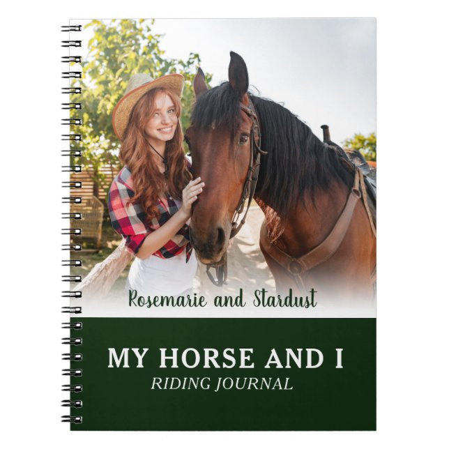 Caderno Espiral Meu Cavalo e eu dirigindo Diário Foto Personalizad (Frente)