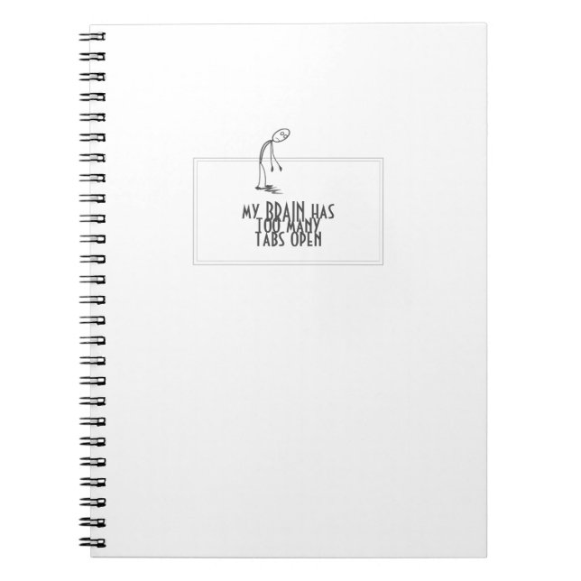 Caderno Espiral Meu Cérebro Tem Muitas Guias Abertas Computador (Frente)