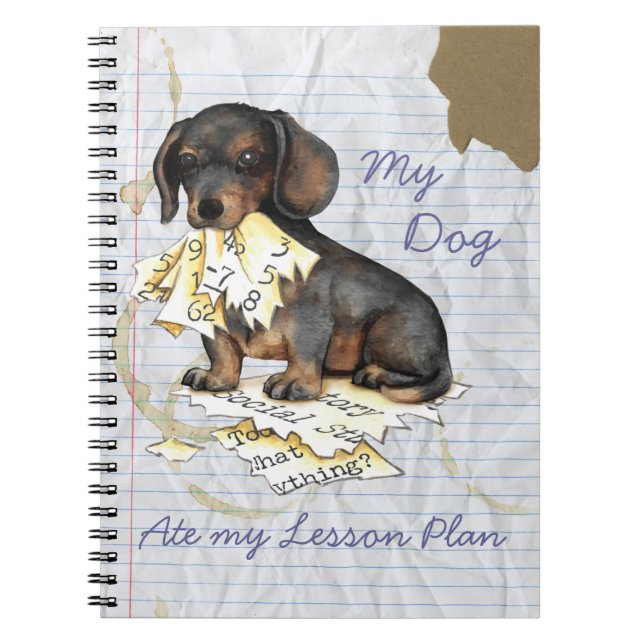 Caderno Espiral Meu Dachshund comeu meu plano de aula (Frente)