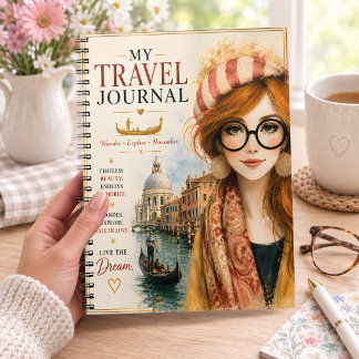 Caderno Espiral Meu Diário de Viagens Veneza Itália Beleza Atempor