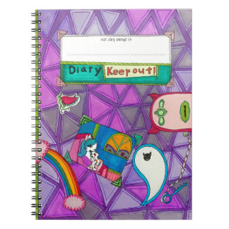 Caderno Espiral "Meu Diário - Fique Fora!" Cartoon Purple Whimsica