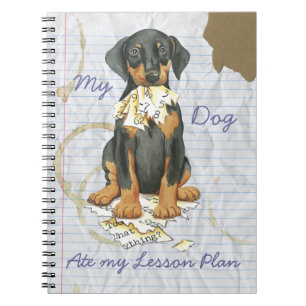 Caderno Espiral Meu Doberman Comeu Meu Plano De Lição