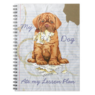 Caderno Espiral Meu Dogue de Bordeaux Comeu meu Plano de Lição