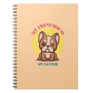 Caderno Espiral Meu Frenchie é meu Salvador meme fofo do Bulldog F