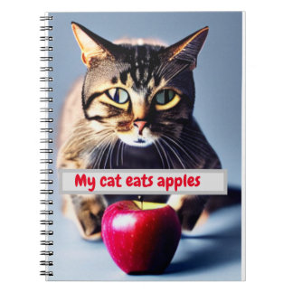 Caderno Espiral meu gato come maçãs