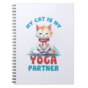 Caderno Espiral Meu Gato É Meu Parceiro Yoga - Adorável Gato Medit