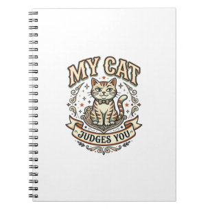 Caderno Espiral Meu Gato Julga Você Sarcasmo Atitude Vintage Vec