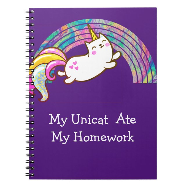 Caderno Espiral Meu gato uni comeu meu dever de casa (Frente)