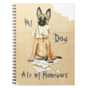 Caderno Espiral Meu Malinois comeu meus trabalhos de casa