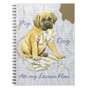 Caderno Espiral Meu Mastiff Comeu meu Plano de Lição