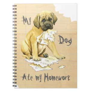 Caderno Espiral Meu Mastiff Comeu Meu Trabalho De Casa