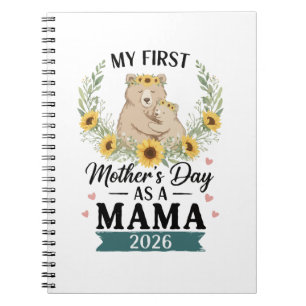 Caderno Espiral Meu Primeiro Dia das Mães como Mamãe 2026 Urso Gir