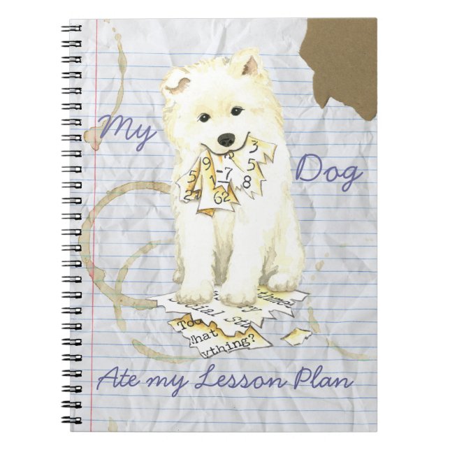 Caderno Espiral Meu Samoyed comeu meu plano de aula (Frente)
