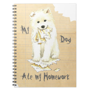 Caderno Espiral Meu Samoyed Comeu Meu Trabalho De Casa