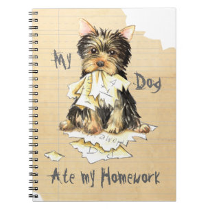 Caderno Espiral Meu Yorkie comeu meus trabalhos de casa