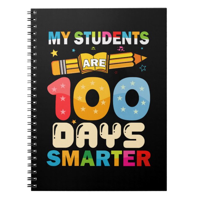 Caderno Espiral Meus Estudantes São 100 Dias Mais Inteligentes (Frente)