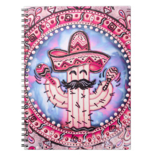 Caderno Espiral Mexicano Fiesta Cinco de Mayo Sombrero Azul Rosa