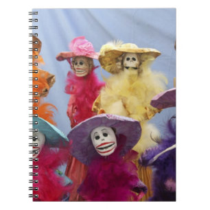 Caderno Espiral México. Catrinas Esqueletais, figuras celebrando