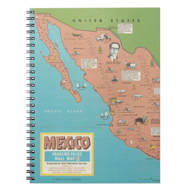 Caderno Espiral México - Mapa do Muro em Foco (Frente)