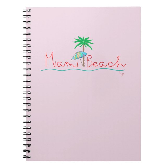 Caderno Espiral Miami com palma e guarda-chuva (Frente)