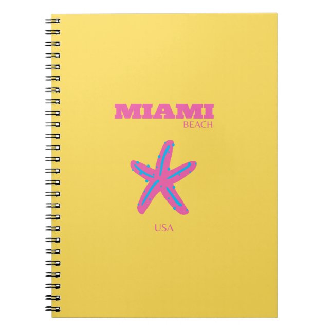 Caderno Espiral Miami, Miami Beach, Viagem Art (Frente)