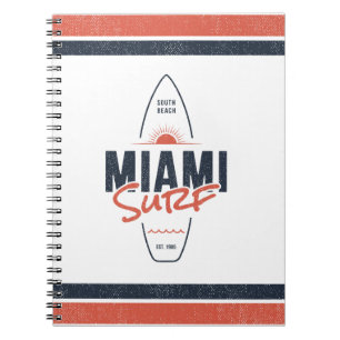 Caderno Espiral Miami Surf – Design de Surfboard Sunset Vintage da