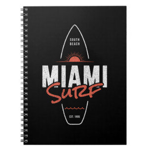 Caderno Espiral Miami Surf – Design de Surfboard Sunset Vintage da