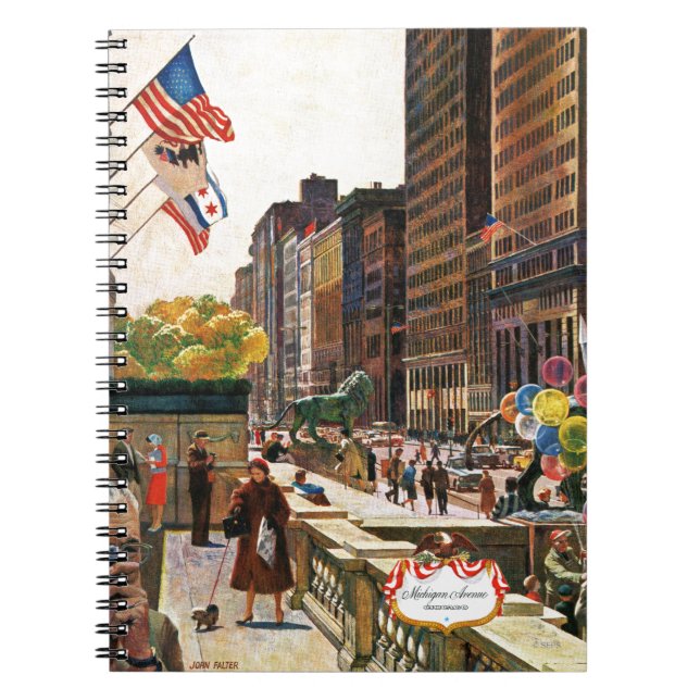 Caderno Espiral Michigan Avenue, Chicago, por John Falter (Frente)