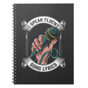 Caderno Espiral Microfone Cantor Música Fluente Letras Karaoke Lo