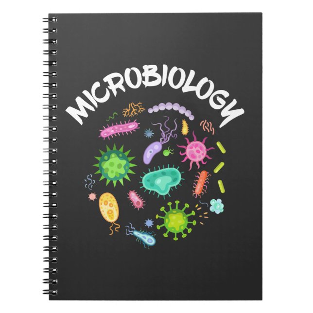 Caderno Espiral Microscópio Bactérias Cientista Microbiológica (Frente)