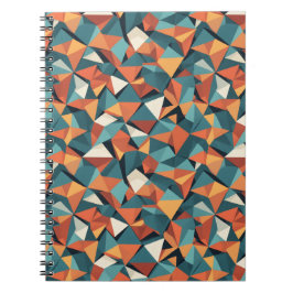 Caderno Espiral Mid-Century Geometric Teal & Orange Pattern