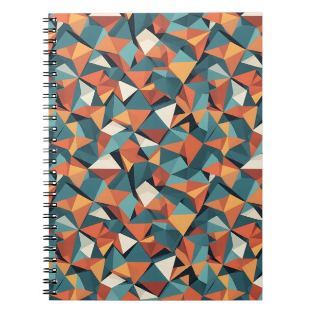 Caderno Espiral Mid-Century Geometric Teal & Orange Pattern (Frente)
