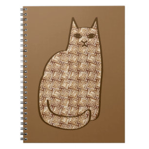 Caderno Espiral Mid-Century Modern Cat, Beige and Light Brown