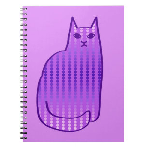 Caderno Espiral Mid-Century Modern Cat, Orchid and Purple