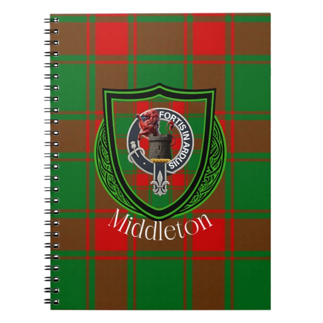 Caderno Espiral Middleton Scottish Clan Tartan & Crest (Frente)