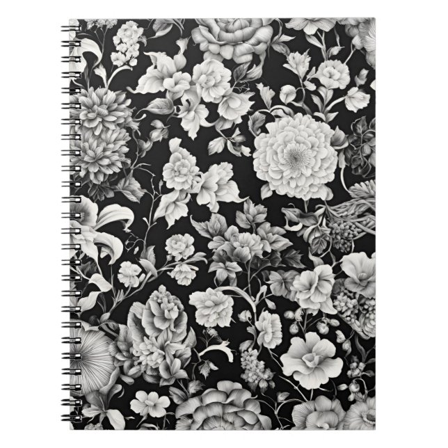 Caderno Espiral Midnight Bloom: Um Floral Escuro (Frente)