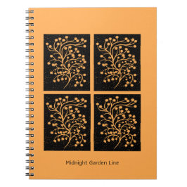 Caderno Espiral Midnight Garden Line Golden Amber