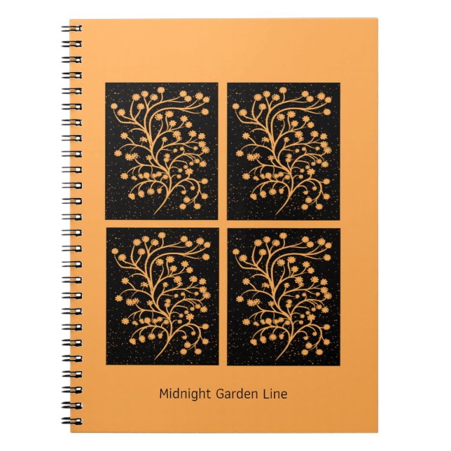 Caderno Espiral Midnight Garden Line Golden Amber (Frente)