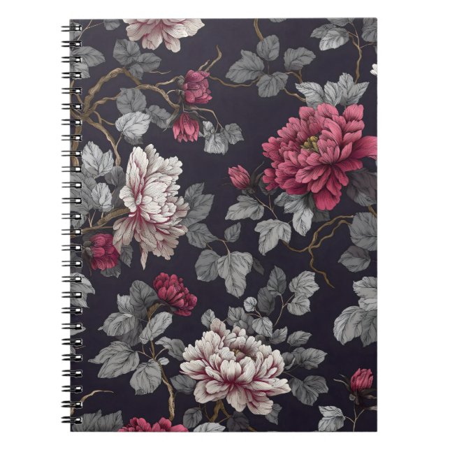 Caderno Espiral Midnight Peony Botanica (Frente)