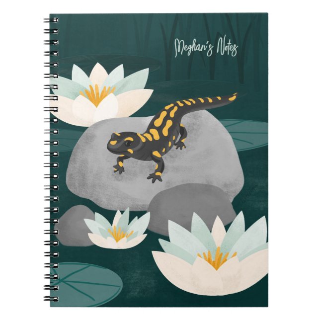 Caderno Espiral Midnight Pond Fire Salamander personalized  (Frente)