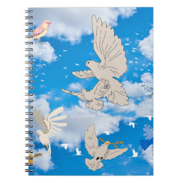 Caderno Espiral Mikitiez White bird sky Verão praia Liberdade