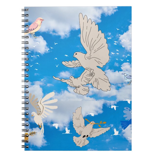 Caderno Espiral Mikitiez White bird sky Verão praia Liberdade (Frente)