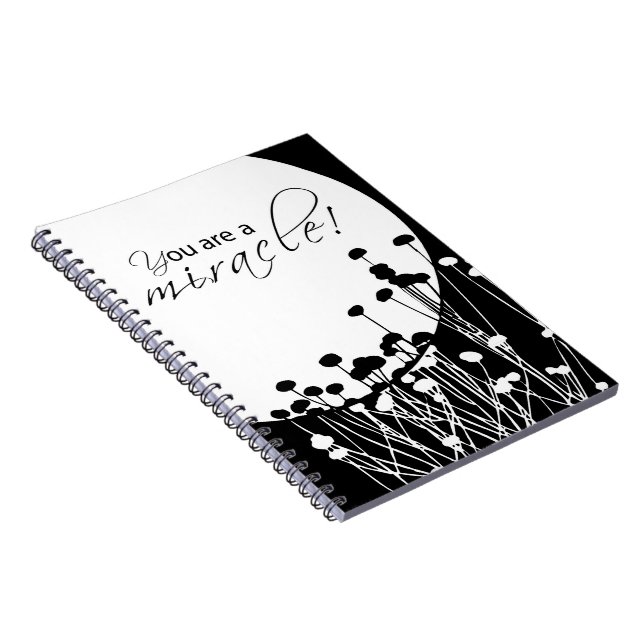 Caderno Espiral Milagre de recuperação, preto e branco (Lado Direito)