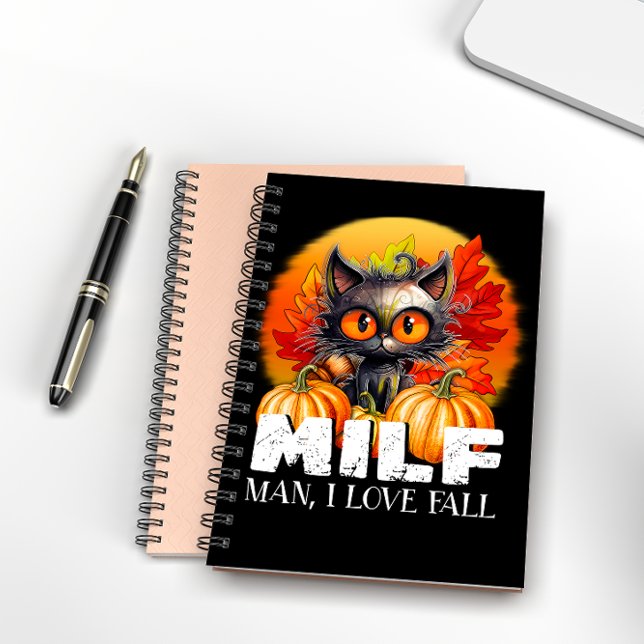 Caderno Espiral Milf, Homem Eu Amo Outono, Gato Assustador do Hall (Criador carregado)