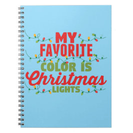 Caderno Espiral Minha Cor Favorita É Luzes De Natal