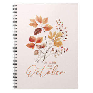 Caderno Espiral Minha Cor Favorita É Outubro - O Outono Deixa E Pi