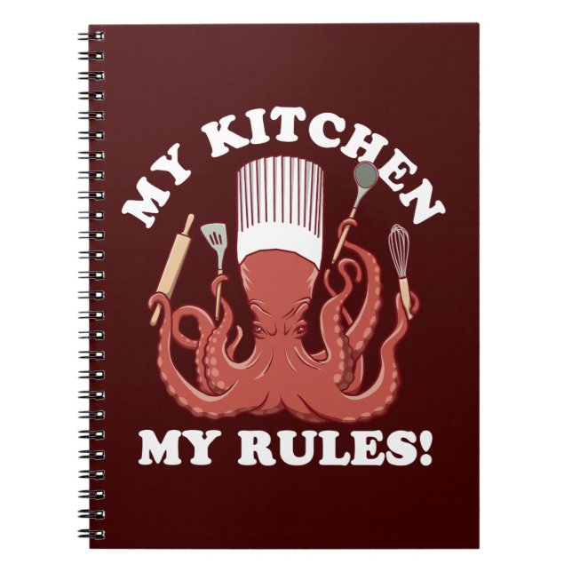Caderno Espiral Minha Cozinha Minhas Regras | Chef Polvo (Frente)